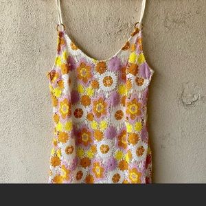 NWT Zara Crochet Floral Midi Dress Retro Medium